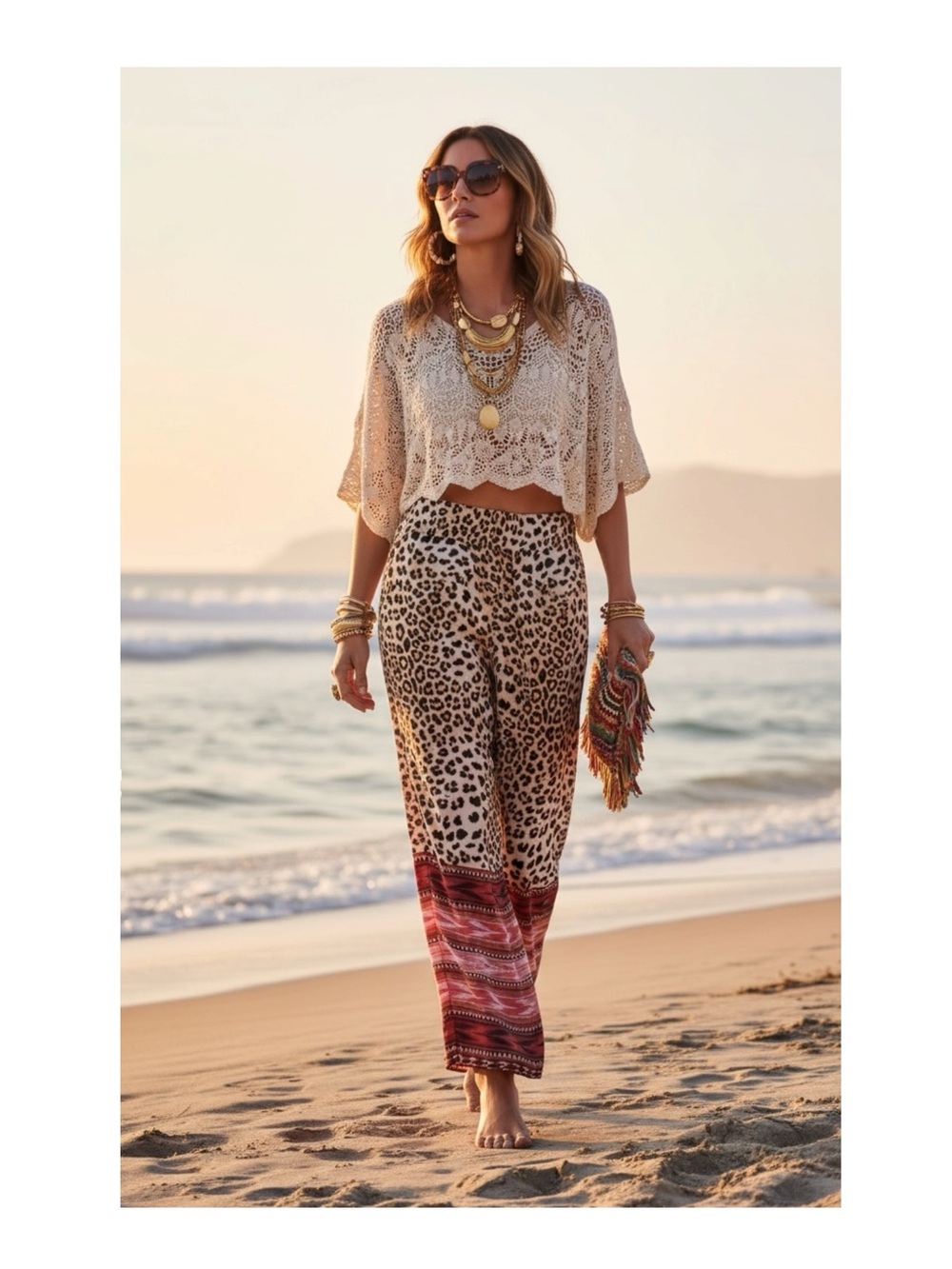 new Kobi Halperin 𑁍 Silk Leopard Print Wide Leg Pant 𑁍 Hibiscus Contrast 𑁍 M